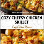 Golden chicken and potato skillet with melted cheese, a cozy Easy Supper Ideas With Potatoes meal.
